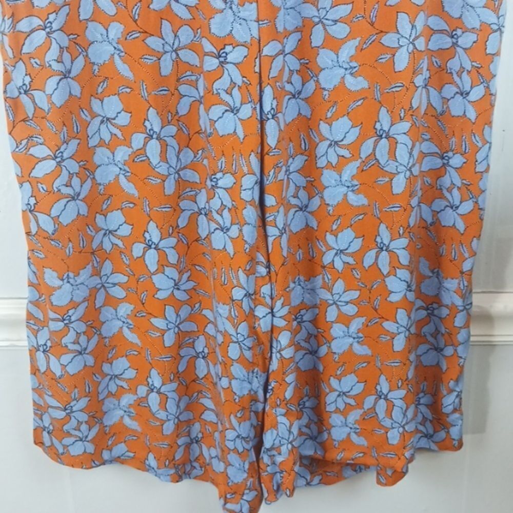 Jessica Simpson Women orange blue floral wide leg cropped flowy pants sz 2X Boho - Picture 4 of 10
